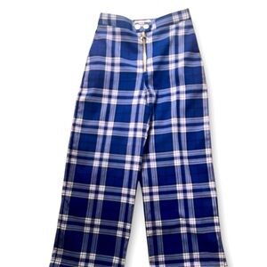 URBAN OUTFITTERS Womens Ankle Pants w/ Exposed Front Zipper‎ Blue Plaid 0